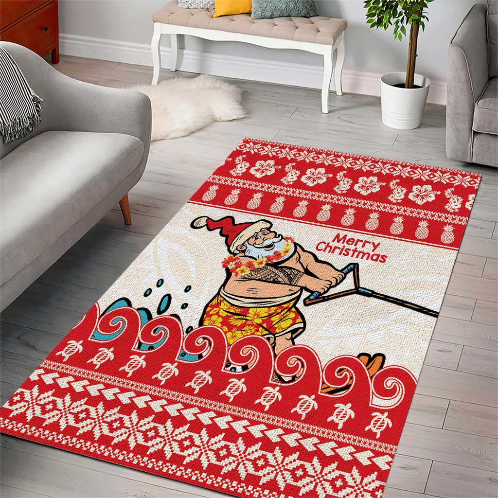Mele Kalikimaka Hawaii Area Rug Water-skiing Santa Tropical Vibes