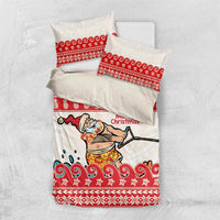Mele Kalikimaka Hawaii Bedding Set Water-skiing Santa Tropical Vibes