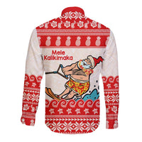 Mele Kalikimaka Hawaii Long Sleeve Button Shirt Water-skiing Santa Tropical Vibes LT14 - Polynesian Pride