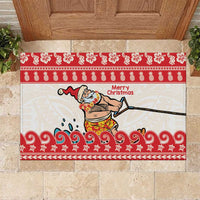 Mele Kalikimaka Hawaii Rubber Doormat Water-skiing Santa Tropical Vibes