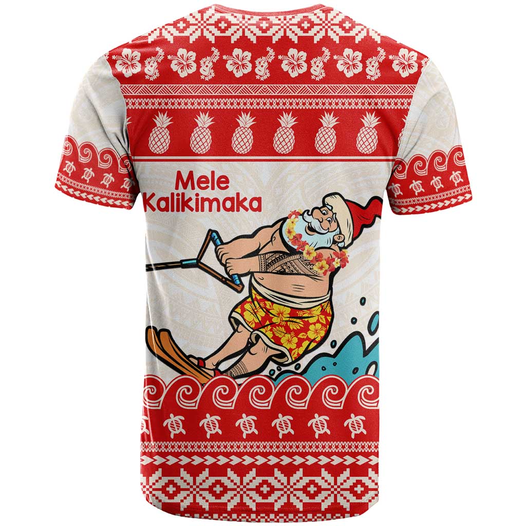 Mele Kalikimaka Hawaii T Shirt Water-skiing Santa Tropical Vibes