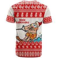 Mele Kalikimaka Hawaii T Shirt Water-skiing Santa Tropical Vibes