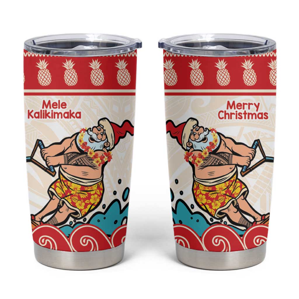 Mele Kalikimaka Hawaii Tumbler Cup Water-skiing Santa Tropical Vibes