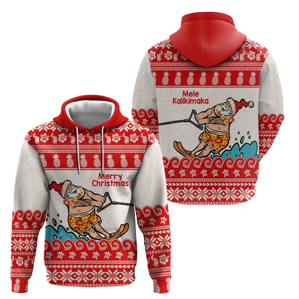 Mele Kalikimaka Hawaii Zip Hoodie Water-skiing Santa Tropical Vibes