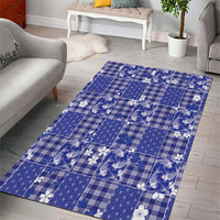 Blue Palaka Japanese Patterns Area Rug Koi Fish Asanoha Sakura Patchwork Stylized - Polynesian Pride