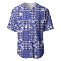 Blue Palaka Japanese Patterns Baseball Jersey Koi Fish Asanoha Sakura Patchwork Stylized LT14 Blue - Polynesian Pride
