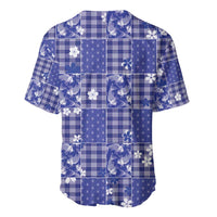 Blue Palaka Japanese Patterns Baseball Jersey Koi Fish Asanoha Sakura Patchwork Stylized LT14 - Polynesian Pride