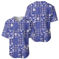 Blue Palaka Japanese Patterns Baseball Jersey Koi Fish Asanoha Sakura Patchwork Stylized LT14 - Polynesian Pride