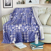 Blue Palaka Japanese Patterns Blanket Koi Fish Asanoha Sakura Patchwork Stylized LT14 Blue - Polynesian Pride