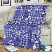 Blue Palaka Japanese Patterns Blanket Koi Fish Asanoha Sakura Patchwork Stylized LT14 - Polynesian Pride