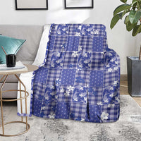 Blue Palaka Japanese Patterns Blanket Koi Fish Asanoha Sakura Patchwork Stylized LT14 - Polynesian Pride