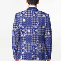 Blue Palaka Japanese Patterns Blazer Koi Fish Asanoha Sakura Patchwork Stylized LT14 - Polynesian Pride