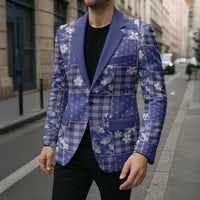 Blue Palaka Japanese Patterns Blazer Koi Fish Asanoha Sakura Patchwork Stylized LT14 - Polynesian Pride