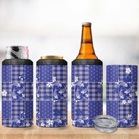 Blue Palaka Japanese Patterns 4 in 1 Can Cooler Tumbler Koi Fish Asanoha Sakura Patchwork Stylized - Polynesian Pride