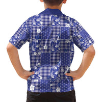Blue Palaka Japanese Patterns Family Matching Long Sleeve Bodycon Dress and Hawaiian Shirt Koi Fish Asanoha Sakura Patchwork Stylized LT14 - Polynesian Pride