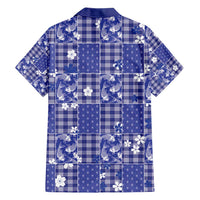 Blue Palaka Japanese Patterns Family Matching Short Sleeve Bodycon Dress and Hawaiian Shirt Koi Fish Asanoha Sakura Patchwork Stylized LT14 - Polynesian Pride