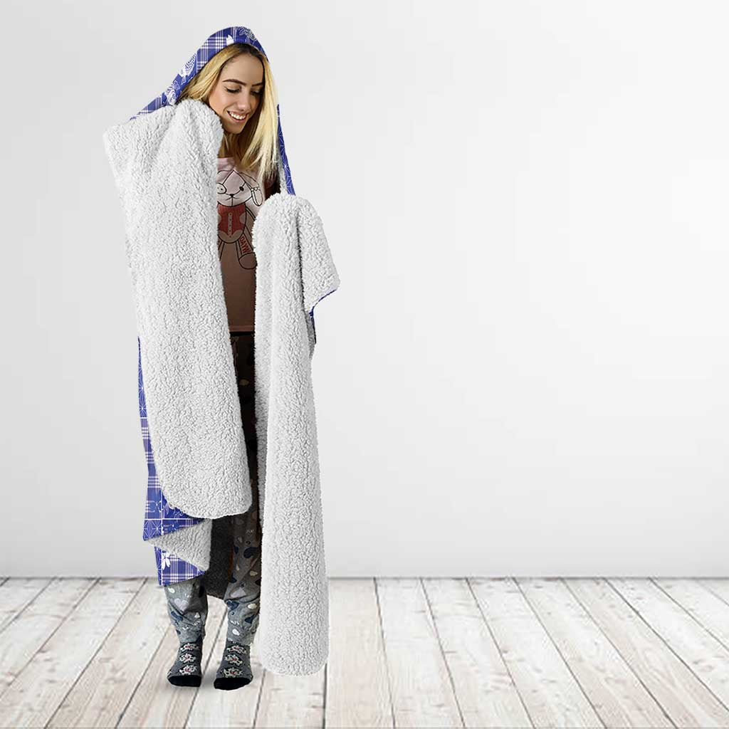 Blue Palaka Japanese Patterns Hooded Blanket Koi Fish Asanoha Sakura Patchwork Stylized LT14 - Polynesian Pride