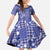 Blue Palaka Japanese Patterns Kid Short Sleeve Dress Koi Fish Asanoha Sakura Patchwork Stylized - Polynesian Pride