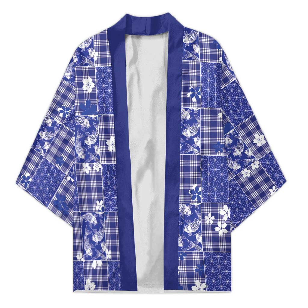Blue Palaka Japanese Patterns Kimono Koi Fish Asanoha Sakura Patchwork Stylized LT14 Unisex Blue - Polynesian Pride