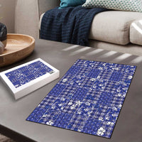 Blue Palaka Japanese Patterns Puzzle Koi Fish Asanoha Sakura Patchwork Stylized LT14 - Polynesian Pride