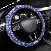 Blue Palaka Japanese Patterns Steering Wheel Cover Koi Fish Asanoha Sakura Patchwork Stylized LT14 Universal Fit Blue - Polynesian Pride