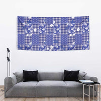 Blue Palaka Japanese Patterns Tapestry Koi Fish Asanoha Sakura Patchwork Stylized - Polynesian Pride