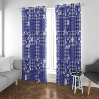 Blue Palaka Japanese Patterns Window Curtain Koi Fish Asanoha Sakura Patchwork Stylized LT14 With Grommets Blue - Polynesian Pride