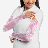 Pink Palaka Japanese Patterns Arm Sleeves Koi Fish Asanoha Sakura Patchwork Stylized LT14 - Polynesian Pride