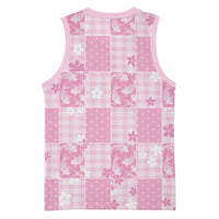 Pink Palaka Japanese Patterns Basketball Jersey Koi Fish Asanoha Sakura Patchwork Stylized LT14 - Polynesian Pride