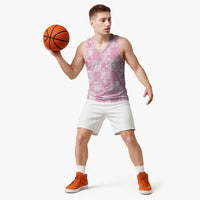 Pink Palaka Japanese Patterns Basketball Jersey Koi Fish Asanoha Sakura Patchwork Stylized LT14 - Polynesian Pride