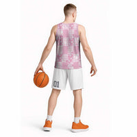 Pink Palaka Japanese Patterns Basketball Jersey Koi Fish Asanoha Sakura Patchwork Stylized LT14 - Polynesian Pride