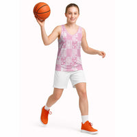 Pink Palaka Japanese Patterns Basketball Jersey Koi Fish Asanoha Sakura Patchwork Stylized LT14 - Polynesian Pride