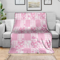 Pink Palaka Japanese Patterns Blanket Koi Fish Asanoha Sakura Patchwork Stylized LT14 - Polynesian Pride