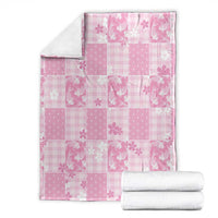 Pink Palaka Japanese Patterns Blanket Koi Fish Asanoha Sakura Patchwork Stylized LT14 - Polynesian Pride