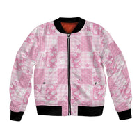 Pink Palaka Japanese Patterns Bomber Jacket Koi Fish Asanoha Sakura Patchwork Stylized LT14 Unisex Pink - Polynesian Pride