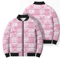 Pink Palaka Japanese Patterns Bomber Puffer Jacket Koi Fish Asanoha Sakura Patchwork Stylized LT14 - Polynesian Pride