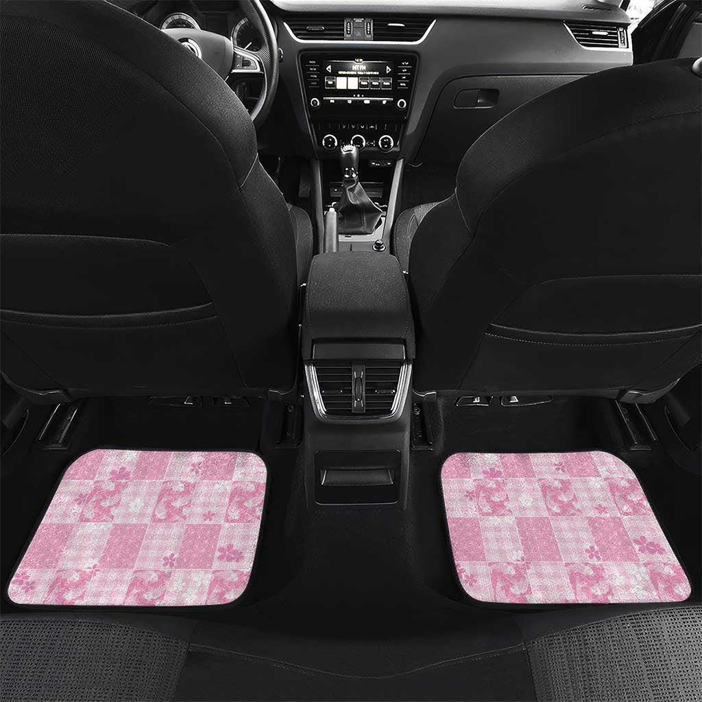 Pink Palaka Japanese Patterns Car Mats Koi Fish Asanoha Sakura Patchwork Stylized LT14 Set 2pcs - Back Pink - Polynesian Pride