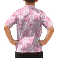 Pink Palaka Japanese Patterns Family Matching Long Sleeve Bodycon Dress and Hawaiian Shirt Koi Fish Asanoha Sakura Patchwork Stylized - Polynesian Pride