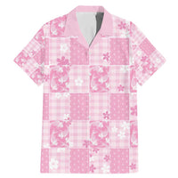 Pink Palaka Japanese Patterns Family Matching Mermaid Dress and Hawaiian Shirt Koi Fish Asanoha Sakura Patchwork Stylized LT14 Dad's Shirt - Short Sleeve Pink - Polynesian Pride