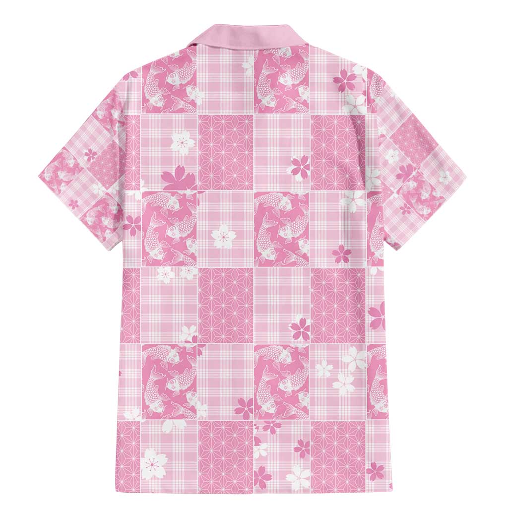 Pink Palaka Japanese Patterns Family Matching Mermaid Dress and Hawaiian Shirt Koi Fish Asanoha Sakura Patchwork Stylized LT14 - Polynesian Pride