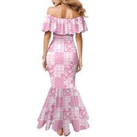 Pink Palaka Japanese Patterns Family Matching Mermaid Dress and Hawaiian Shirt Koi Fish Asanoha Sakura Patchwork Stylized LT14 - Polynesian Pride