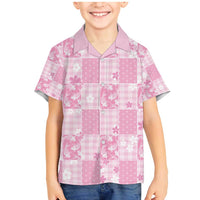 Pink Palaka Japanese Patterns Family Matching Mermaid Dress and Hawaiian Shirt Koi Fish Asanoha Sakura Patchwork Stylized LT14 Son's Shirt Pink - Polynesian Pride