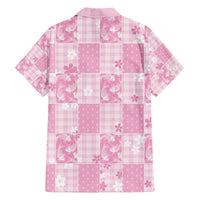 Pink Palaka Japanese Patterns Family Matching Off The Shoulder Long Sleeve Dress and Hawaiian Shirt Koi Fish Asanoha Sakura Patchwork Stylized LT14 - Polynesian Pride