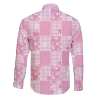 Pink Palaka Japanese Patterns Family Matching Off The Shoulder Long Sleeve Dress and Hawaiian Shirt Koi Fish Asanoha Sakura Patchwork Stylized LT14 - Polynesian Pride