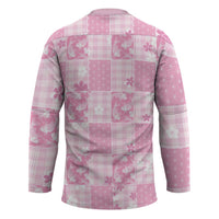 Pink Palaka Japanese Patterns Hockey Jersey Koi Fish Asanoha Sakura Patchwork Stylized LT14 - Polynesian Pride