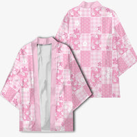 Pink Palaka Japanese Patterns Kimono Koi Fish Asanoha Sakura Patchwork Stylized LT14 - Polynesian Pride