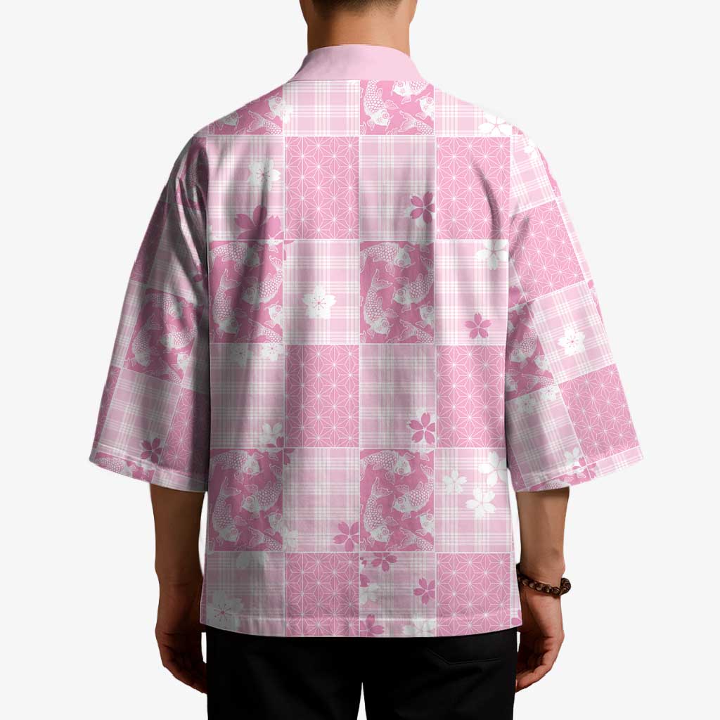Pink Palaka Japanese Patterns Kimono Koi Fish Asanoha Sakura Patchwork Stylized LT14 - Polynesian Pride