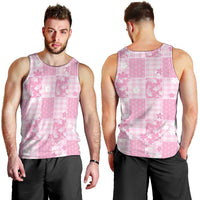 Pink Palaka Japanese Patterns Men Tank Top Koi Fish Asanoha Sakura Patchwork Stylized - Polynesian Pride