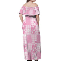 Pink Palaka Japanese Patterns Off Shoulder Maxi Dress Koi Fish Asanoha Sakura Patchwork Stylized LT14 - Polynesian Pride
