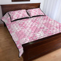 Pink Palaka Japanese Patterns Quilt Bed Set Koi Fish Asanoha Sakura Patchwork Stylized - Polynesian Pride